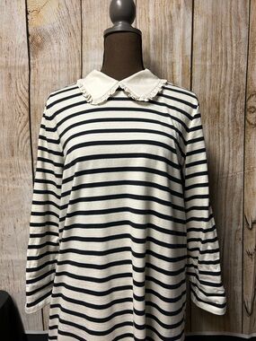 Kate Spade Striped Long-Sleeve Dress with Ruffle Collar